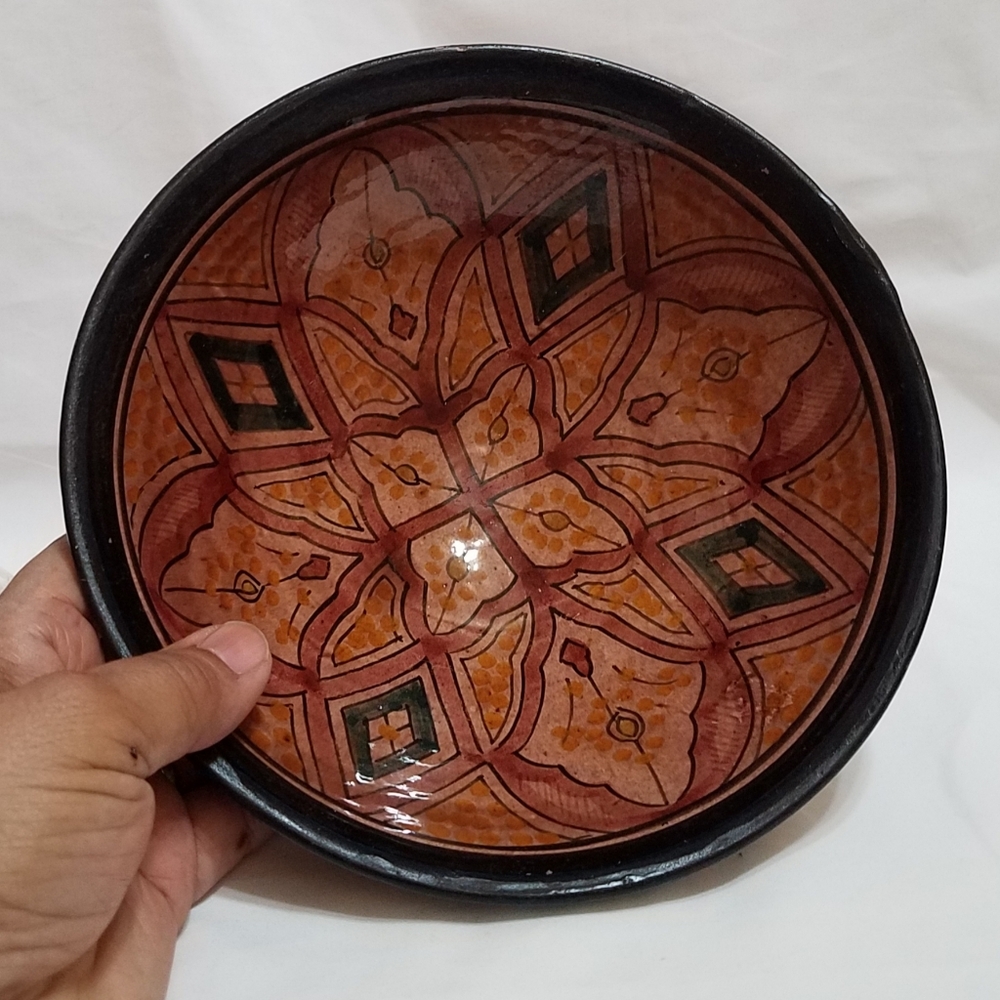 Signed Vtg Safi Moroccan Pottery Bowl